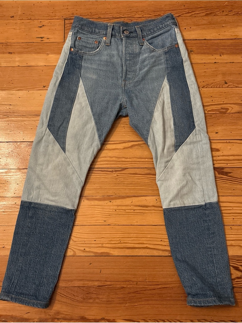 Levi's Premium Denim 501 Skinny Stretch Patchwork Panel Jeans Women's 25x26 Colo